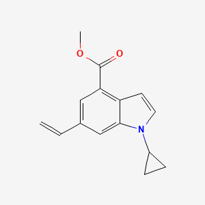 molecular formula C15H15NO2 B8155563 1-Cyclopropyl-6-vinyl-1H-indole-4-carboxylic acid methyl ester 