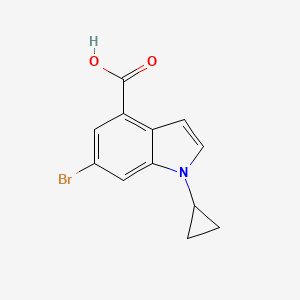 molecular formula C12H10BrNO2 B8155568 6-bromo-1-cyclopropyl-1H-indole-4-carboxylic acid 