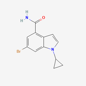 molecular formula C12H11BrN2O B8155573 6-Bromo-1-cyclopropyl-1H-indole-4-carboxylic acid amide 