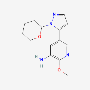molecular formula C14H18N4O2 B8155593 2-Methoxy-5-(1-(tetrahydro-2H-pyran-2-yl)-1H-pyrazol-5-yl)pyridin-3-amine 