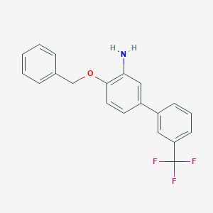 molecular formula C20H16F3NO B8155606 4-(Benzyloxy)-3'-(trifluoromethyl)-[1,1'-biphenyl]-3-amine 