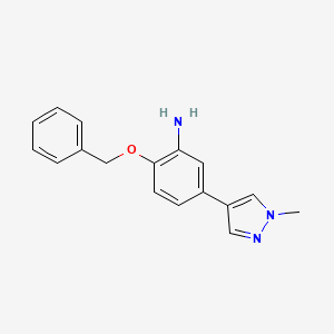 molecular formula C17H17N3O B8155607 2-(Benzyloxy)-5-(1-methyl-1H-pyrazol-4-yl)aniline 
