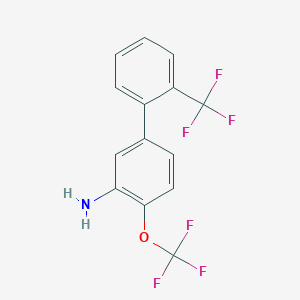 molecular formula C14H9F6NO B8155611 3-Amino-4-(trifluoromethoxy)-2'-(trifluoromethyl)biphenyl 
