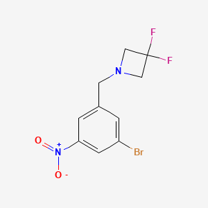 molecular formula C10H9BrF2N2O2 B8155627 1-(3-Bromo-5-nitro-benzyl)-3,3-difluoro-azetidine 