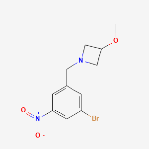 molecular formula C11H13BrN2O3 B8155632 1-(3-Bromo-5-nitro-benzyl)-3-methoxy-azetidine 