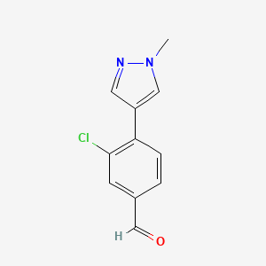 molecular formula C11H9ClN2O B8155704 3-Chloro-4-(1-methyl-1H-pyrazol-4-yl)benzaldehyde 