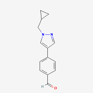 molecular formula C14H14N2O B8155712 4-(1-Cyclopropylmethyl-1H-pyrazol-4-yl)-benzaldehyde 