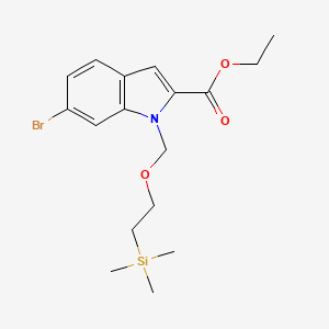 molecular formula C17H24BrNO3Si B8155838 6-Bromo-1-(2-trimethylsilanyl-ethoxymethyl)-1H-indole-2-carboxylic acid ethyl ester 