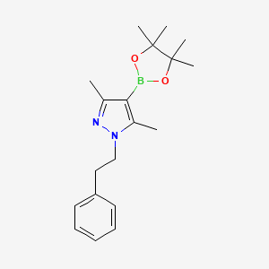 molecular formula C19H27BN2O2 B8155843 3,5-Dimethyl-1-phenethyl-4-(4,4,5,5-tetramethyl-1,3,2-dioxaborolan-2-yl)-1H-pyrazole 
