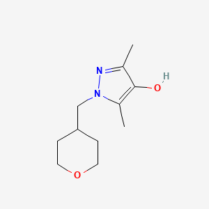 molecular formula C11H18N2O2 B8155860 3,5-Dimethyl-1-((tetrahydro-2H-pyran-4-yl)methyl)-1H-pyrazol-4-ol 