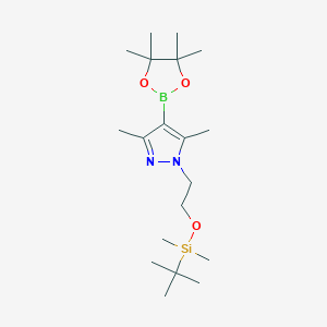 molecular formula C19H37BN2O3Si B8155863 1-(2-((tert-Butyldimethylsilyl)oxy)ethyl)-3,5-dimethyl-4-(4,4,5,5-tetramethyl-1,3,2-dioxaborolan-2-yl)-1H-pyrazole 