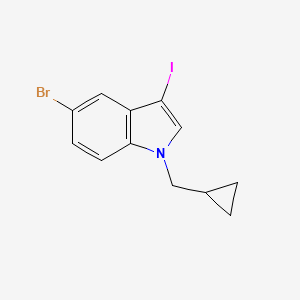 molecular formula C12H11BrIN B8155882 5-Bromo-1-cyclopropylmethyl-3-iodo-1H-indole 