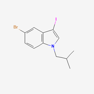 molecular formula C12H13BrIN B8155883 5-Bromo-3-iodo-1-isobutyl-1H-indole 