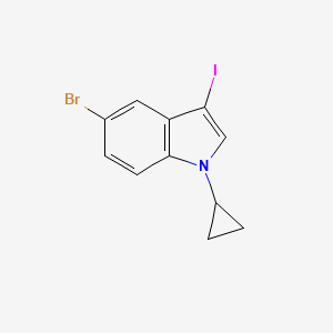 molecular formula C11H9BrIN B8155909 5-Bromo-1-cyclopropyl-3-iodo-1H-indole 