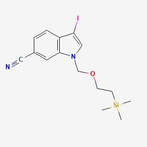 molecular formula C15H19IN2OSi B8155920 3-Iodo-1-(2-trimethylsilanyl-ethoxymethyl)-1H-indole-6-carbonitrile 