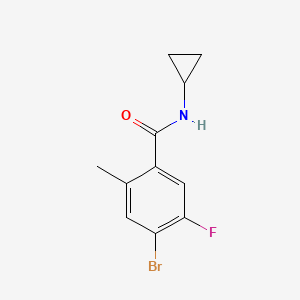 molecular formula C11H11BrFNO B8156034 4-Bromo-N-cyclopropyl-5-fluoro-2-methylbenzamide 