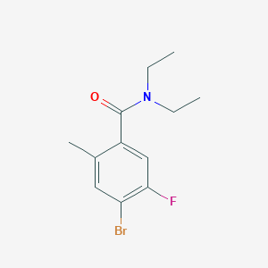 molecular formula C12H15BrFNO B8156045 4-Bromo-N,N-diethyl-5-fluoro-2-methylbenzamide 
