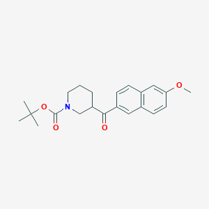 molecular formula C22H27NO4 B8156056 tert-Butyl 3-(6-methoxy-2-naphthoyl)piperidine-1-carboxylate 