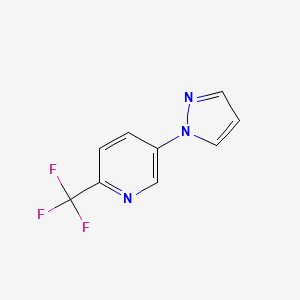molecular formula C9H6F3N3 B8156095 5-Pyrazol-1-yl-2-trifluoromethyl-pyridine 