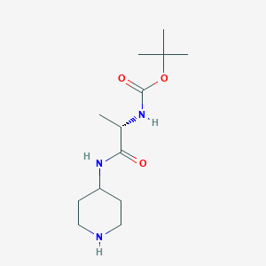 molecular formula C13H25N3O3 B8156128 (S)-tert-Butyl 1-oxo-1-(piperidin-4-ylamino)propan-2-ylcarbamate 
