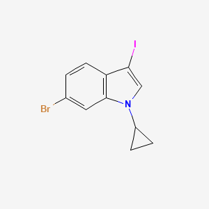 molecular formula C11H9BrIN B8156181 6-Bromo-1-cyclopropyl-3-iodo-1H-indole 