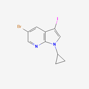 molecular formula C10H8BrIN2 B8156183 5-Bromo-1-cyclopropyl-3-iodo-1H-pyrrolo[2,3-b]pyridine 