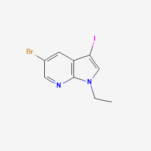 molecular formula C9H8BrIN2 B8156208 5-Bromo-1-ethyl-3-iodo-1H-pyrrolo[2,3-b]pyridine 