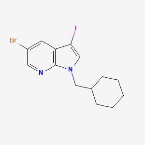 molecular formula C14H16BrIN2 B8156217 5-Bromo-1-(cyclohexylmethyl)-3-iodo-1H-pyrrolo[2,3-b]pyridine 