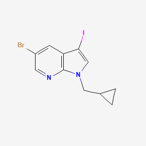 molecular formula C11H10BrIN2 B8156228 5-Bromo-1-(cyclopropylmethyl)-3-iodo-1H-pyrrolo[2,3-b]pyridine 