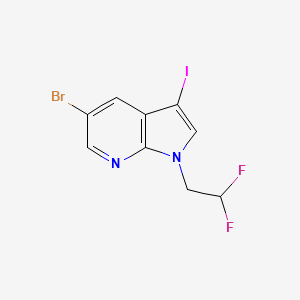molecular formula C9H6BrF2IN2 B8156229 5-Bromo-1-(2,2-difluoroethyl)-3-iodo-1H-pyrrolo[2,3-b]pyridine 