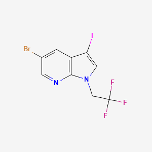 molecular formula C9H5BrF3IN2 B8156243 5-Bromo-3-iodo-1-(2,2,2-trifluoroethyl)-1H-pyrrolo[2,3-b]pyridine 