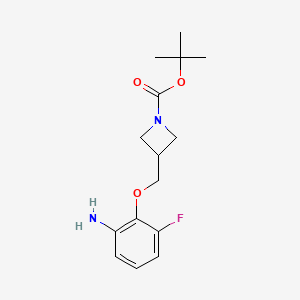 molecular formula C15H21FN2O3 B8156295 3-(2-Amino-6-fluoro-phenoxymethyl)-azetidine-1-carboxylic acid tert-butyl ester 