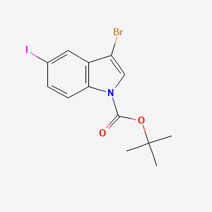 molecular formula C13H13BrINO2 B8156500 tert-Butyl 3-bromo-5-iodo-1H-indole-1-carboxylate 