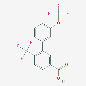 molecular formula C15H8F6O3 B8156609 3'-(Trifluoromethoxy)-6-(trifluoromethyl)biphenyl-3-carboxylic acid 