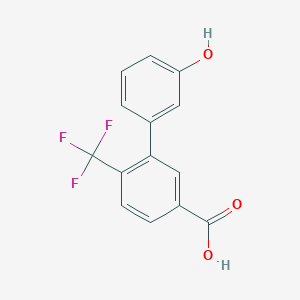 molecular formula C14H9F3O3 B8156616 3'-Hydroxy-6-(trifluoromethyl)-[1,1'-biphenyl]-3-carboxylic acid 