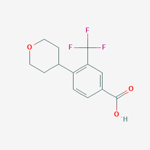 molecular formula C13H13F3O3 B8156620 4-(Tetrahydro-2H-pyran-4-yl)-3-(trifluoromethyl)benzoic acid 