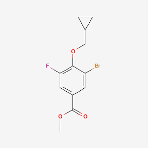 molecular formula C12H12BrFO3 B8156641 Methyl 3-bromo-4-(cyclopropylmethoxy)-5-fluorobenzoate 