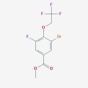 molecular formula C10H7BrF4O3 B8156649 Methyl 3-bromo-5-fluoro-4-(2,2,2-trifluoroethoxy)benzoate 