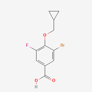 molecular formula C11H10BrFO3 B8156656 3-Bromo-4-(cyclopropylmethoxy)-5-fluorobenzoic acid 