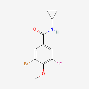 molecular formula C11H11BrFNO2 B8156701 3-Bromo-N-cyclopropyl-5-fluoro-4-methoxybenzamide 
