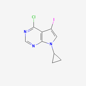 molecular formula C9H7ClIN3 B8156737 4-Chloro-7-cyclopropyl-5-iodo-7H-pyrrolo[2,3-d]pyrimidine 