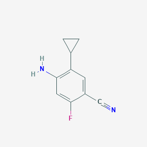 molecular formula C10H9FN2 B8156750 4-Amino-5-cyclopropyl-2-fluorobenzonitrile 