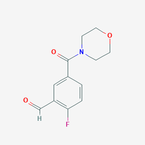 molecular formula C12H12FNO3 B8156806 2-Fluoro-5-(morpholine-4-carbonyl)-benzaldehyde 