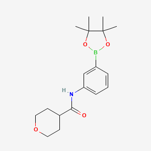 molecular formula C18H26BNO4 B8156826 N-(3-(4,4,5,5-tetramethyl-1,3,2-dioxaborolan-2-yl)phenyl)tetrahydro-2H-pyran-4-carboxamide 