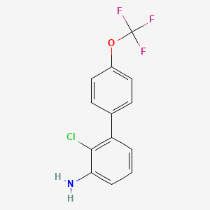 molecular formula C13H9ClF3NO B8156843 3-Amino-2-chloro-4'-(trifluoromethoxy)biphenyl 
