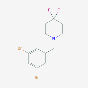 molecular formula C12H13Br2F2N B8156869 1-(3,5-Dibromo-benzyl)-4,4-difluoro-piperidine 