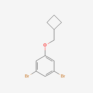 molecular formula C11H12Br2O B8156899 1,3-Dibromo-5-cyclobutylmethoxy-benzene 