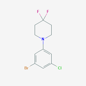 molecular formula C11H11BrClF2N B8156932 1-(3-Bromo-5-chlorophenyl)-4,4-difluoropiperidine 
