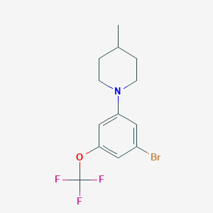 molecular formula C13H15BrF3NO B8157016 1-(3-Bromo-5-(trifluoromethoxy)phenyl)-4-methylpiperidine 