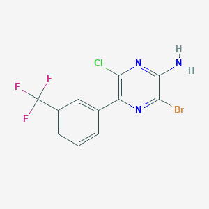 molecular formula C11H6BrClF3N3 B8157043 3-Bromo-6-chloro-5-(3-(trifluoromethyl)phenyl)pyrazin-2-amine 